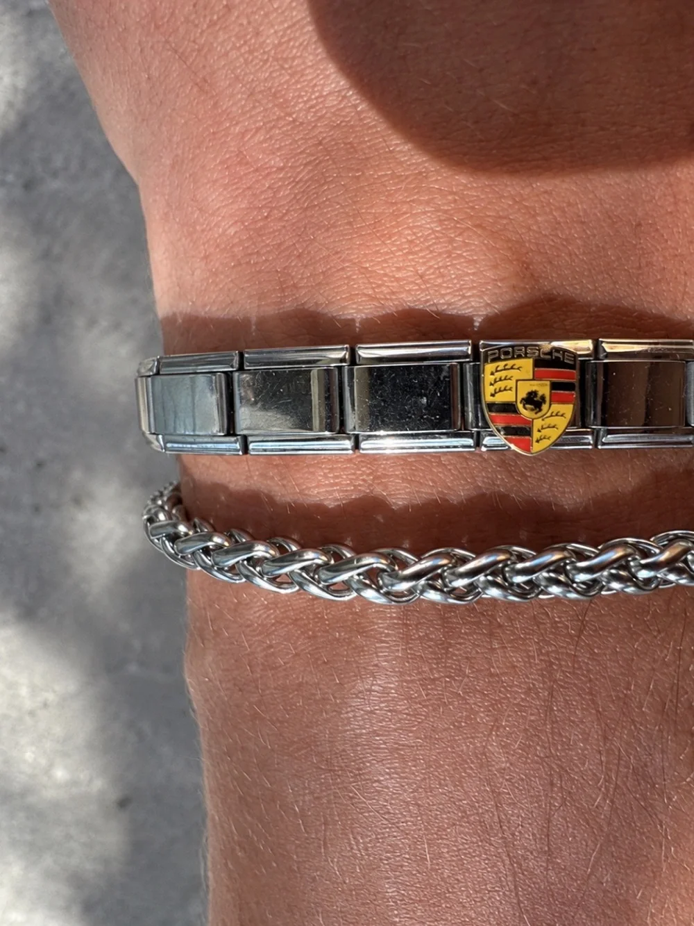 Porsche Crest Italian Charm Bracelet Stainless Steel Racing Motorsport One Size